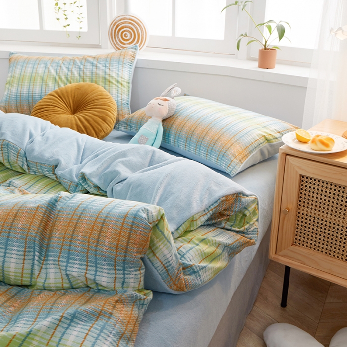 91家纺网 家纺一手货源 找家纺 （总）一米阳光 2020新款全棉加牛奶绒四件套