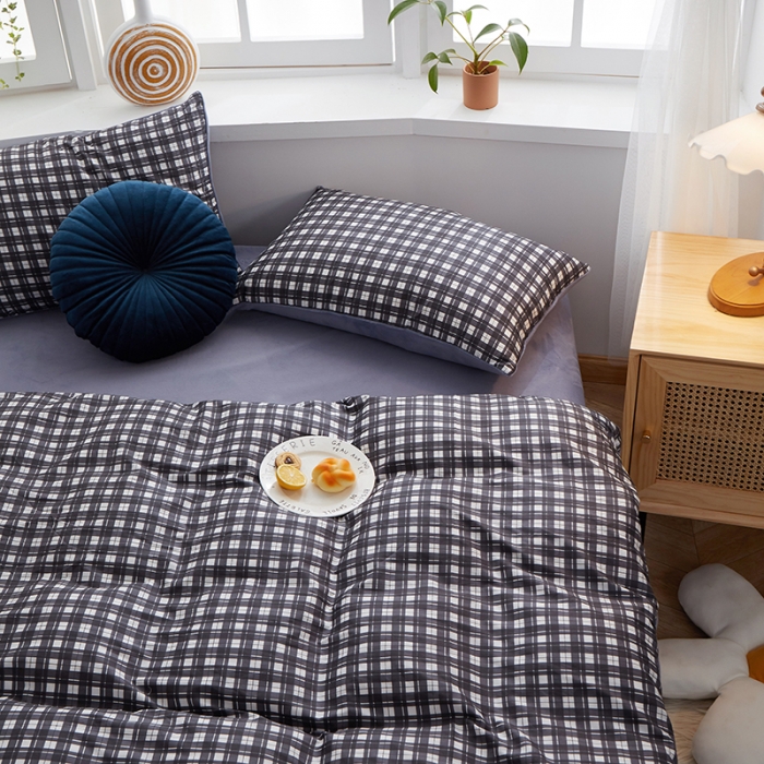 91家纺网 家纺一手货源 找家纺 一米阳光 2020新款全棉加牛奶绒四件套 霸气黑牛奶棉绒