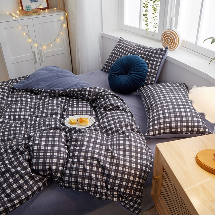 91家纺网 家纺一手货源 找家纺 一米阳光 2020新款全棉加牛奶绒四件套 霸气黑牛奶棉绒