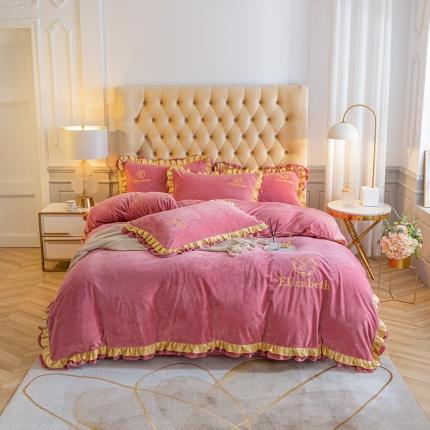 91家纺网 家纺一手货源 找家纺 （总）米奈 2020新款水晶绒法莱绒牛奶绒轻奢刺绣四件套