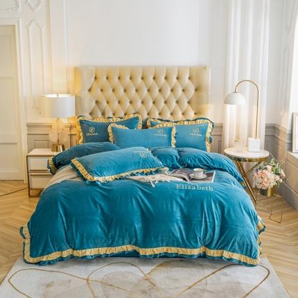 91家纺网 家纺一手货源 找家纺 （总）米奈 2020新款水晶绒法莱绒牛奶绒轻奢刺绣四件套