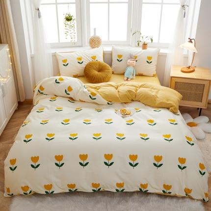 一米阳光 2020新款全棉加牛奶绒四件套 小优优牛奶棉绒