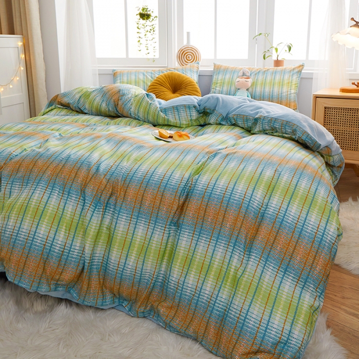 91家纺网 家纺一手货源 找家纺 一米阳光 2020新款全棉加牛奶绒四件套 炫丽彩牛奶棉绒