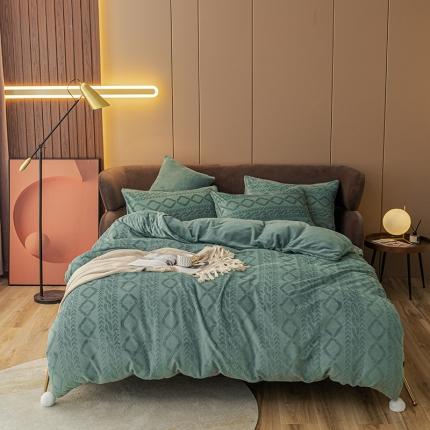 91家纺网 家纺一手货源 找家纺 （总）琪格格 2022新款韩国绒毛球款四件套