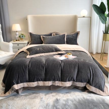 91家纺网 家纺一手货源 找家纺 馨蕊家居 2021新款秋冬轻奢煦暖绒四件套 奥斯汀-深灰