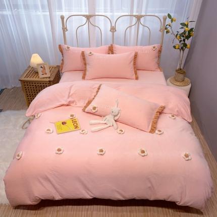 馨蕊家居 2021新款秋冬轻奢煦暖绒四件套 那时花开-仙女粉