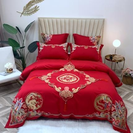 91家纺网 家纺一手货源 找家纺 馨蕊家居 2021新款100支高端婚庆四件套 龙凤奇缘