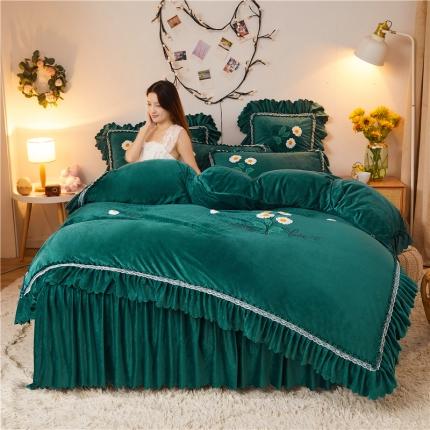 91家纺网 家纺一手货源 找家纺 （总）铠畅2021新款水晶绒床裙款四件套梦幻系列