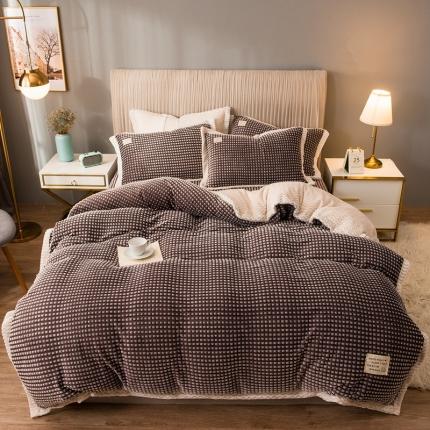 91家纺网 家纺一手货源 找家纺 （总）印季 2021新款浮雕绒贝贝绒包边四件套