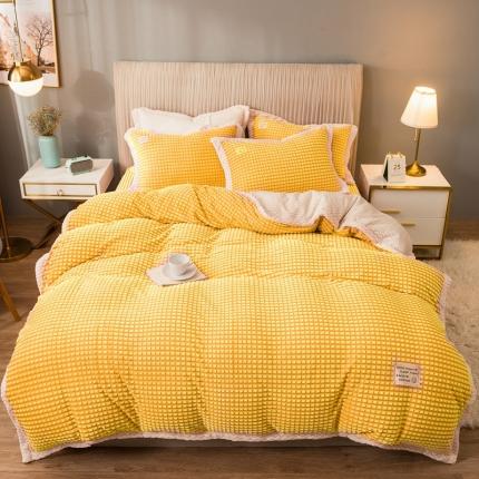 91家纺网 家纺一手货源 找家纺 （总）印季 2021新款浮雕绒贝贝绒包边四件套