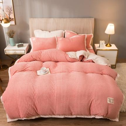 91家纺网 家纺一手货源 找家纺 （总）印季 2021新款浮雕绒贝贝绒包边四件套