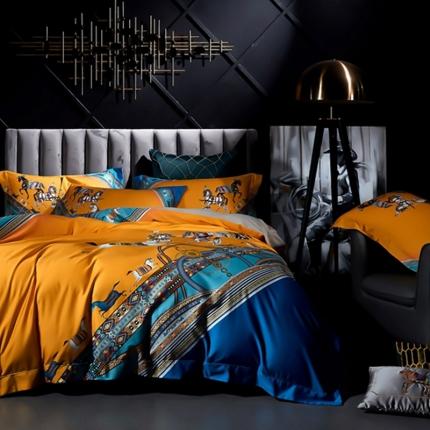 91家纺网 家纺一手货源 找家纺 娇逸 2020新款100支全棉数码印花四件套 马格瑞