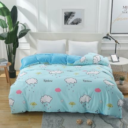 雨萝 2020新款棉加绒单被套 彩虹雨