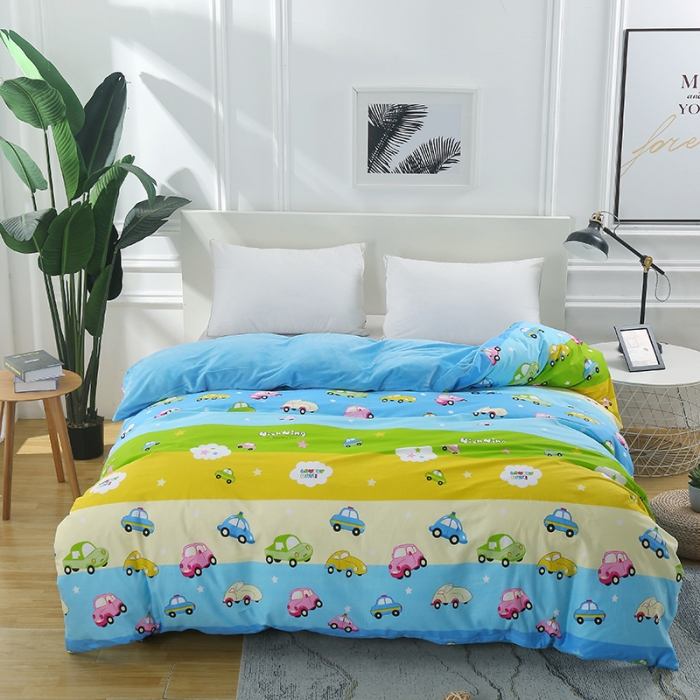 91家纺网 家纺一手货源 找家纺 雨萝 2020新款棉加绒单被套 汽车风云