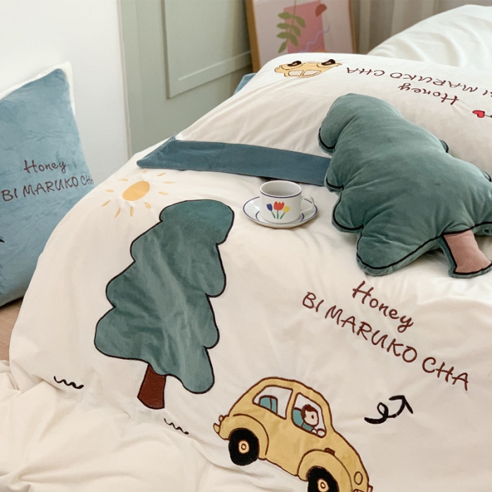 91家纺网 家纺一手货源 找家纺 星野 2020秋冬新款高克重宝宝绒四件套萌宠