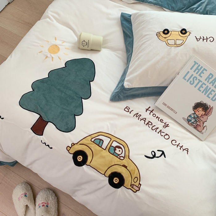 91家纺网 家纺一手货源 找家纺 星野 2020秋冬新款高克重宝宝绒四件套萌宠