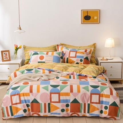 91家纺网 家纺一手货源 找家纺 星期三 2020年秋冬新款全棉13372四件套（加老板微信有会员价）几何派