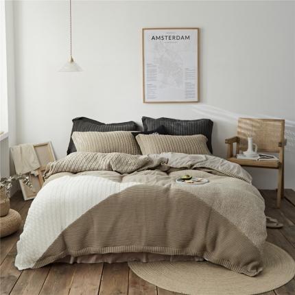 91家纺网 家纺一手货源 找家纺 暖绵绵家纺 新款黛妮牛奶绒四件套 拼咖