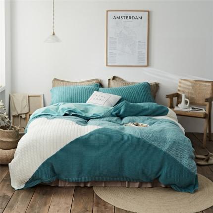 91家纺网 家纺一手货源 找家纺 暖绵绵家纺 新款黛妮牛奶绒四件套 拼绿