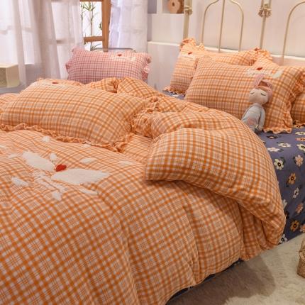 91家纺网 家纺一手货源 找家纺 （总）牛奶绒绣花小清新四件套法莱绒水晶绒魔法莱绒宝宝绒被套