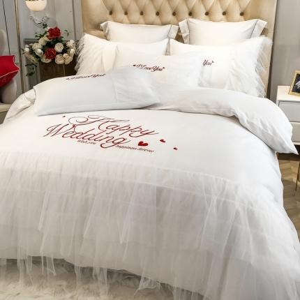 91家纺网 家纺一手货源 找家纺 （总）DC 2024新款婚纱款60支婚庆四件套实拍