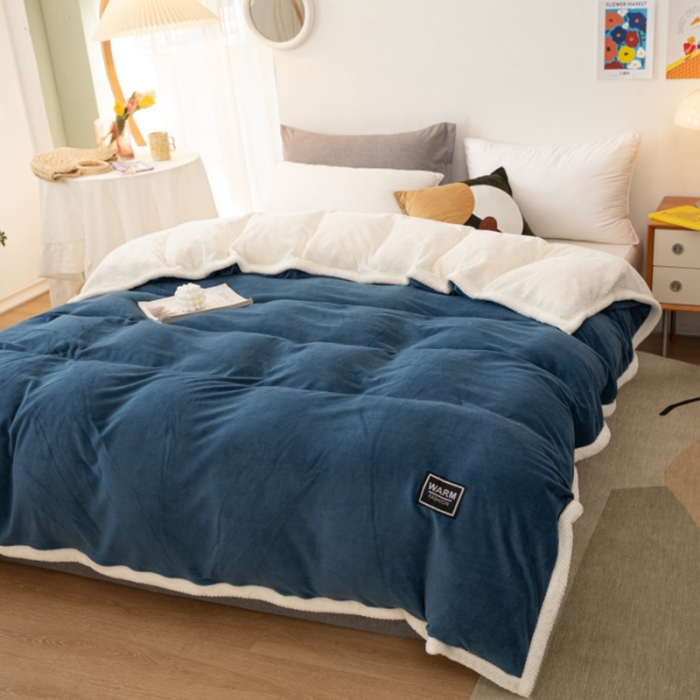 91家纺网 家纺一手货源 找家纺 （总）棉生活 2020新款纯色多功能加厚牛奶绒贝贝绒被套毯