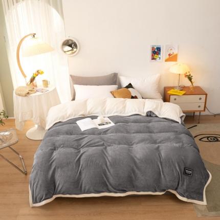 棉生活 2020新款纯色多功能加厚牛奶绒贝贝绒被套毯 深灰