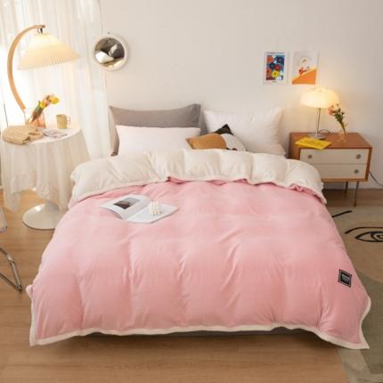 棉生活 2020新款纯色多功能加厚牛奶绒贝贝绒被套毯 樱花粉