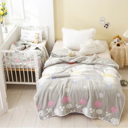 91家纺网 家纺一手货源 找家纺 朴尔2020新款全棉十层纱布加厚儿童盖被毛巾被 溜冰鼠灰