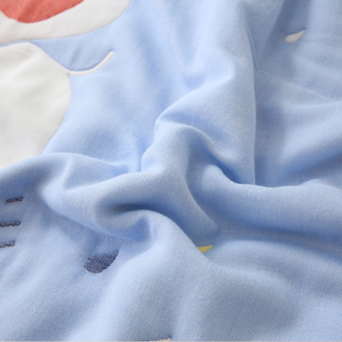 91家纺网 家纺一手货源 找家纺 朴尔2020新款全棉十层纱布加厚儿童盖被毛巾被 打伞的小象兰