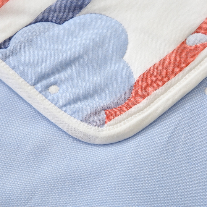 91家纺网 家纺一手货源 找家纺 朴尔2020新款全棉十层纱布加厚儿童盖被毛巾被 打伞的小象兰