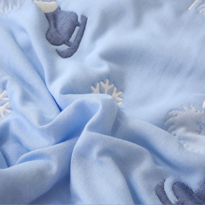 91家纺网 家纺一手货源 找家纺 朴尔2020新款全棉十层纱布加厚儿童盖被毛巾被 溜冰鼠兰