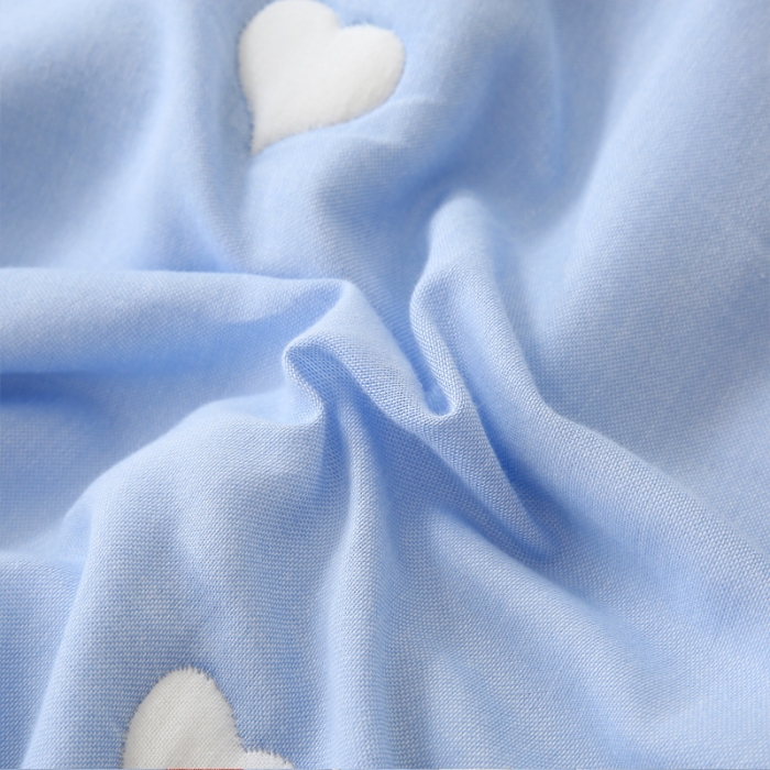 91家纺网 家纺一手货源 找家纺 朴尔2020新款全棉十层纱布加厚儿童盖被毛巾被 云朵兔兰