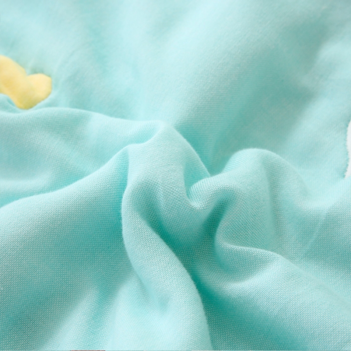 91家纺网 家纺一手货源 找家纺 朴尔2020新款全棉十层纱布加厚儿童盖被毛巾被 云朵兔绿