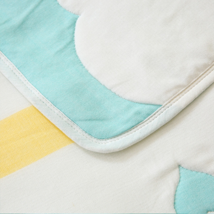 91家纺网 家纺一手货源 找家纺 朴尔2020新款全棉十层纱布加厚儿童盖被毛巾被 云朵兔绿