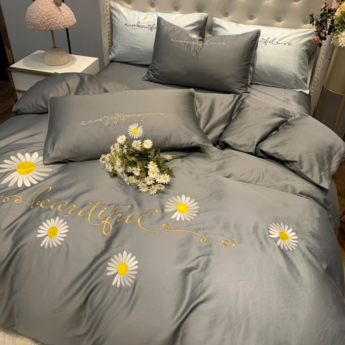 91家纺网 家纺一手货源 找家纺 （总） 眠帛家居 2020新款贡缎全棉绣花系列四件套