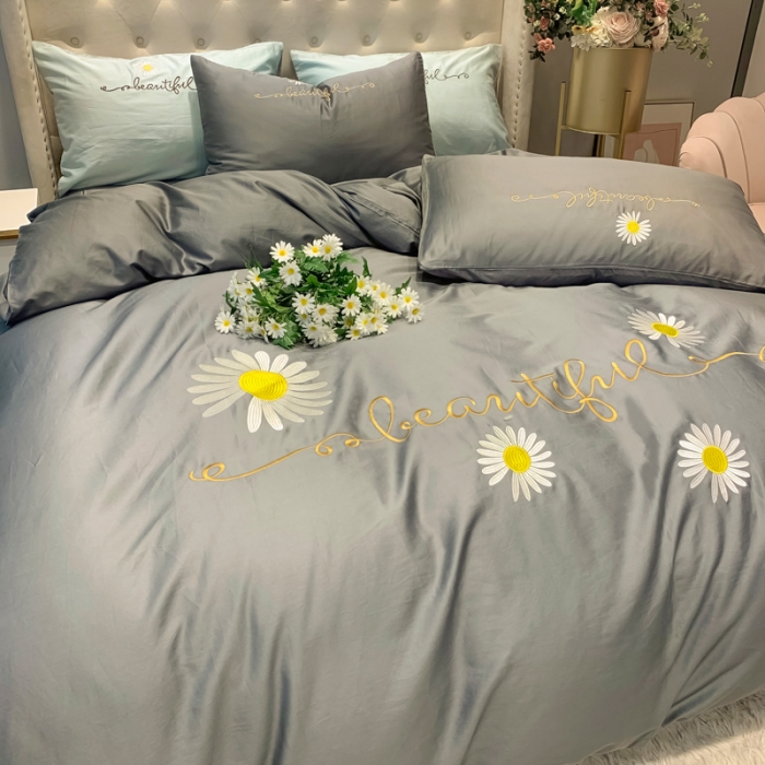 91家纺网 家纺一手货源 找家纺 （总） 眠帛家居 2020新款贡缎全棉绣花系列四件套