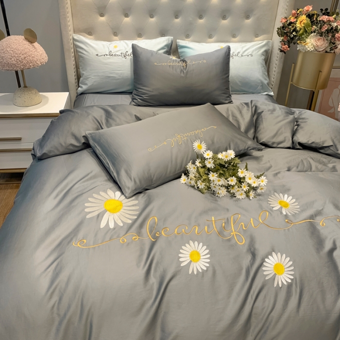 91家纺网 家纺一手货源 找家纺 （总） 眠帛家居 2020新款贡缎全棉绣花系列四件套