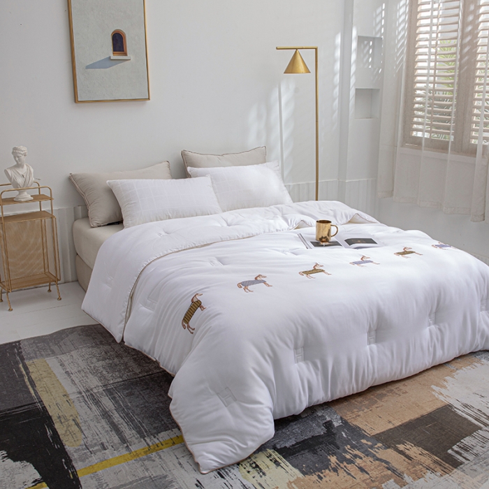 91家纺网 家纺一手货源 找家纺 久典2020天丝莫代尔抗菌被艾马仕系列 艾马仕-白