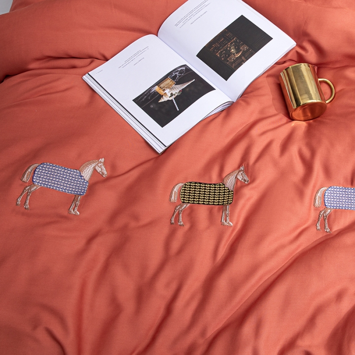 91家纺网 家纺一手货源 找家纺 久典2020天丝莫代尔抗菌被艾马仕系列 艾马仕-橙