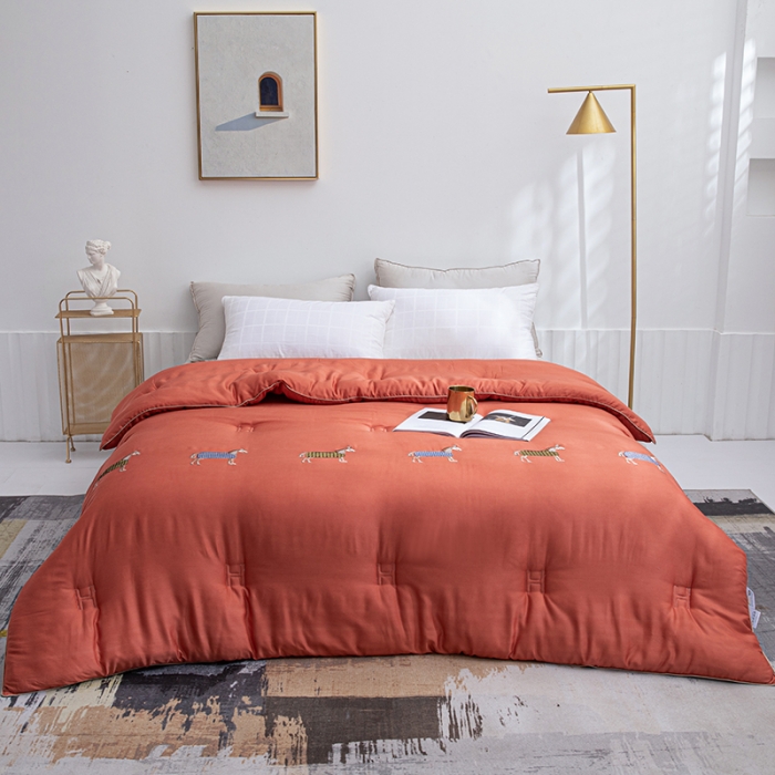 91家纺网 家纺一手货源 找家纺 久典2020天丝莫代尔抗菌被艾马仕系列 艾马仕-橙