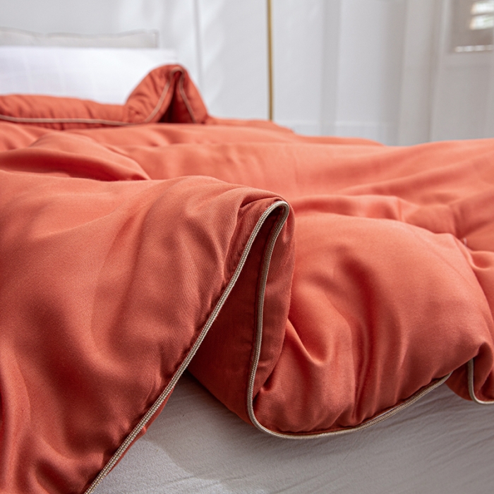 91家纺网 家纺一手货源 找家纺 久典2020天丝莫代尔抗菌被艾马仕系列 艾马仕-橙