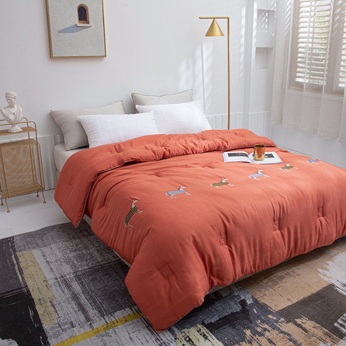 91家纺网 家纺一手货源 找家纺 久典2020天丝莫代尔抗菌被艾马仕系列 艾马仕-橙