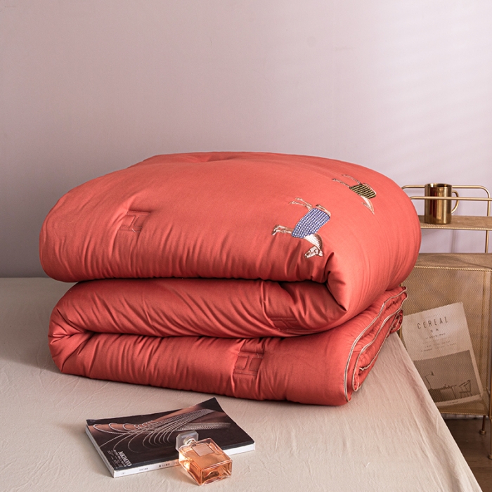 91家纺网 家纺一手货源 找家纺 久典2020天丝莫代尔抗菌被艾马仕系列 艾马仕-橙