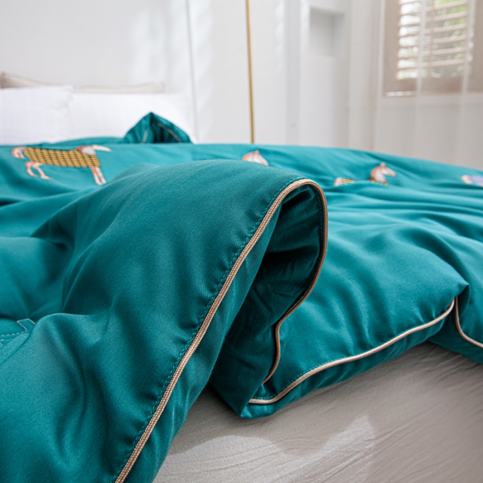 91家纺网 家纺一手货源 找家纺 久典2020天丝莫代尔抗菌被艾马仕系列 艾马仕-绿