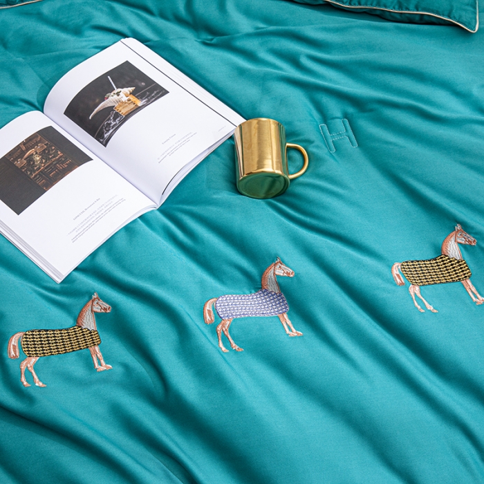 91家纺网 家纺一手货源 找家纺 久典2020天丝莫代尔抗菌被艾马仕系列 艾马仕-绿