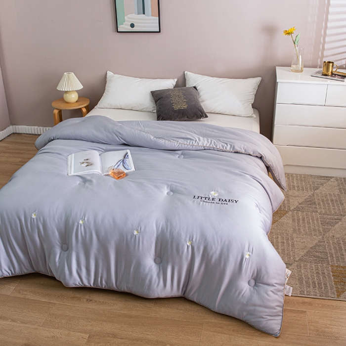 91家纺网 家纺一手货源 找家纺 久典2020新款天丝莫代尔抗菌被小雏菊系列 小雏菊-灰