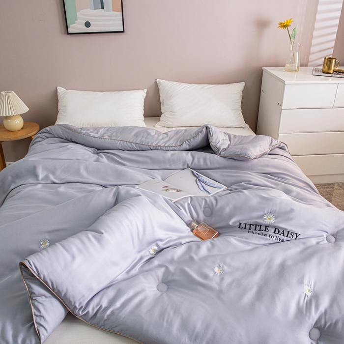 91家纺网 家纺一手货源 找家纺 久典2020新款天丝莫代尔抗菌被小雏菊系列 小雏菊-灰