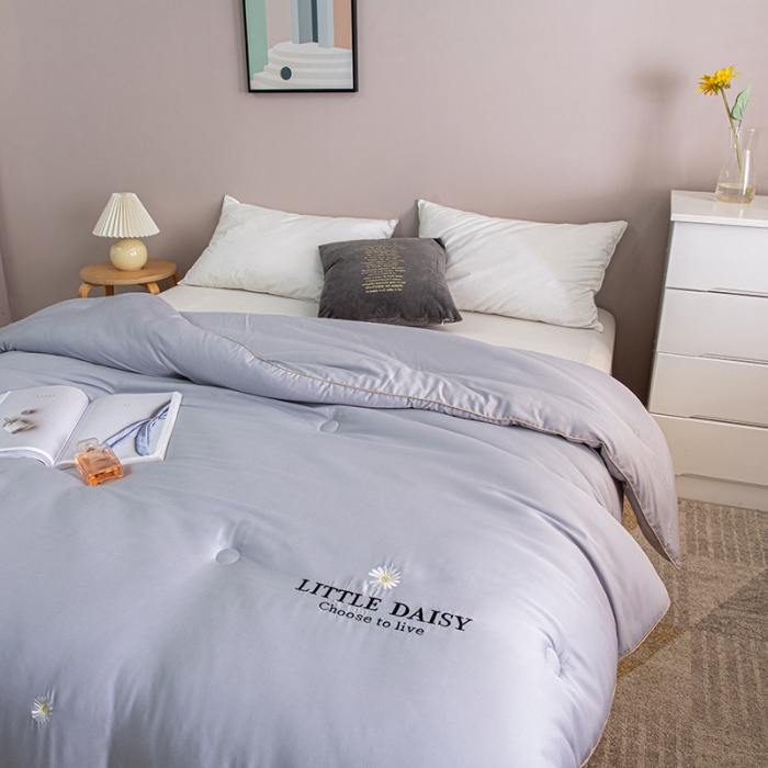 91家纺网 家纺一手货源 找家纺 久典2020新款天丝莫代尔抗菌被小雏菊系列 小雏菊-灰