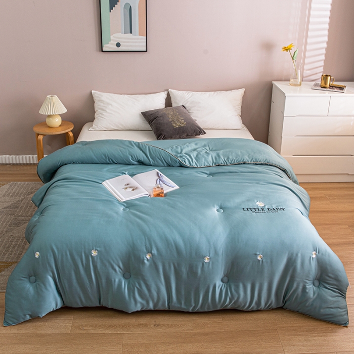 91家纺网 家纺一手货源 找家纺 久典2020新款天丝莫代尔抗菌被小雏菊系列 小雏菊-蓝